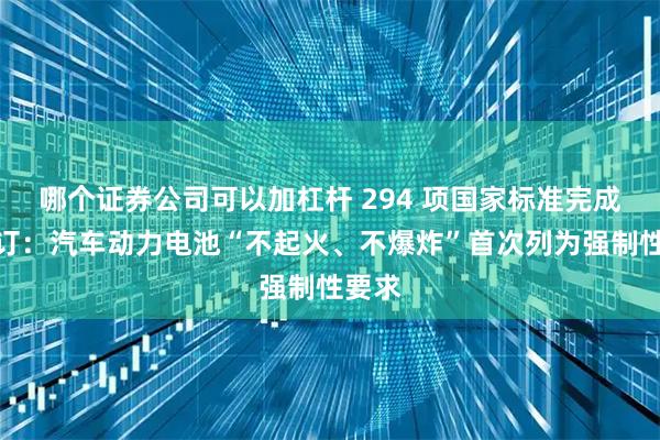 哪个证券公司可以加杠杆 294 项国家标准完成制修订：汽车动力电池“不起火、不爆炸”首次列为强制性要求