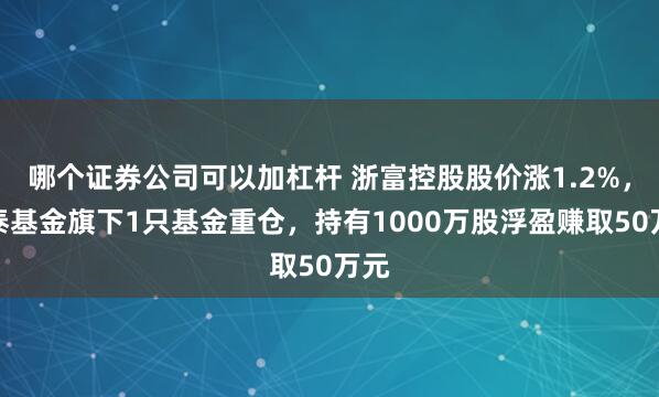 哪个证券公司可以加杠杆 浙富控股股价涨1.2%，国泰基金旗下1只基金重仓，持有1000万股浮盈赚取50万元